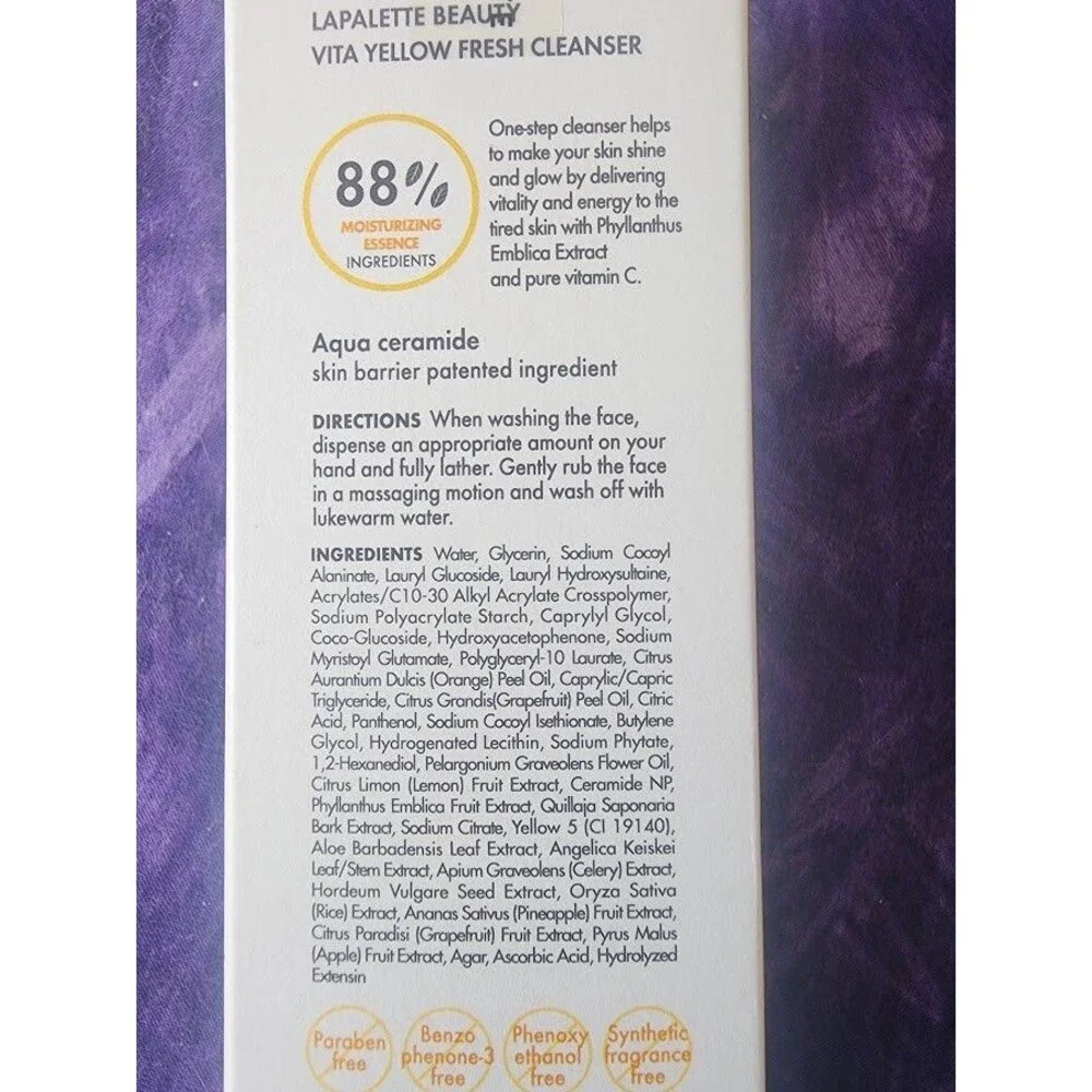 Lapalette Beauty Vita Yellow Fresh Cleanser Skin Care Daily Face Wash Sealed NIB